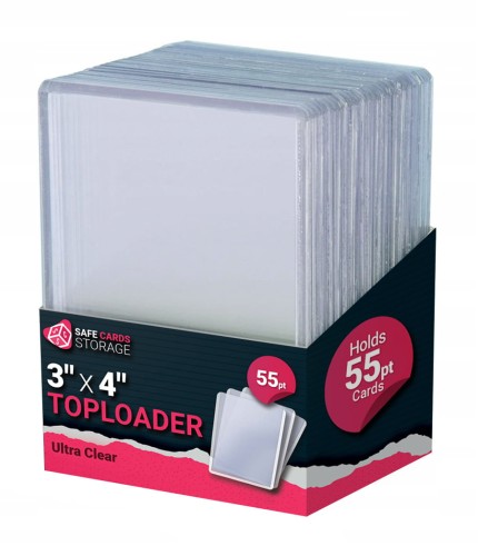 Toploader na karty 55PT 3 x 4 cale Ultra Clear 25 sztuk Safe Card Storage