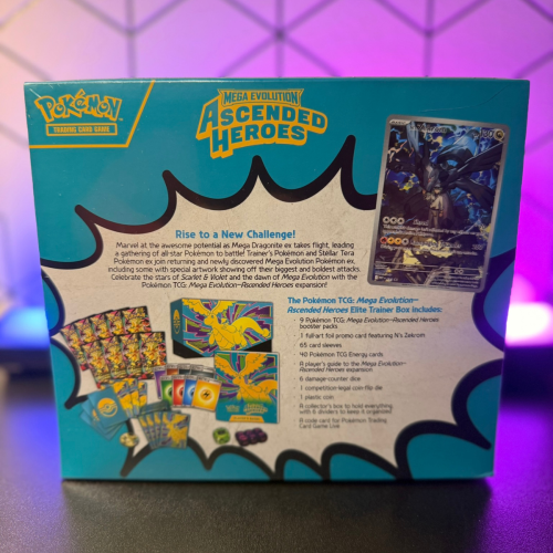 Pokémon TCG Mega Evolution Ascended Heroes Elite Trainer Box Dragonite - ETB w sklepie Boostermania, rzeczywiste zdjęcie zestawu tył