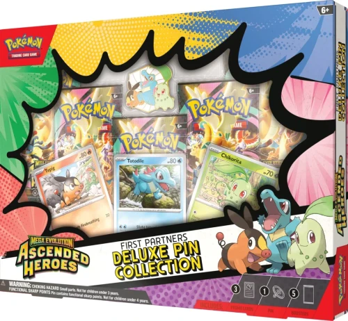 Pokemon TCG Mega Evolution Ascended Heroes Deluxe Pin Collection First Partners - cały zestaw