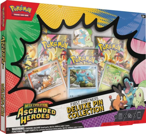 Pokemon TCG Mega Evolution Ascended Heroes Deluxe Pin Collection First Partners - front zestawu