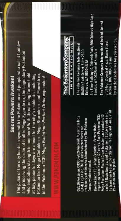 Pokémon TCG Mega Evolution Perfect Order Booster Mega Zygarde - tył